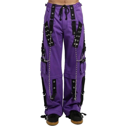 Gothic Bondage Handmade Men Pant Alternative Punk Rock Transformer Trouser Purple Baggy