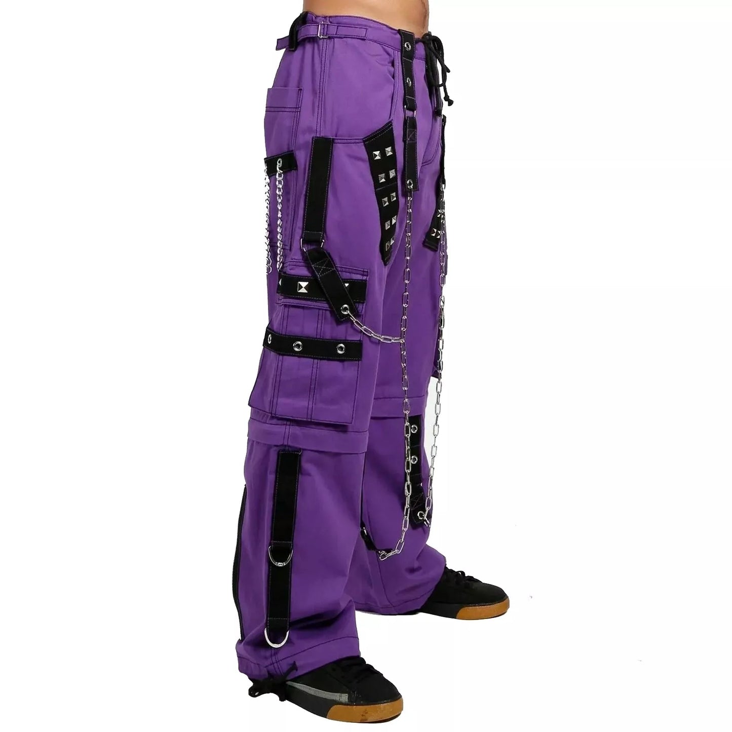 Gothic Bondage Handmade Men Pant Alternative Punk Rock Transformer Trouser Purple Baggy