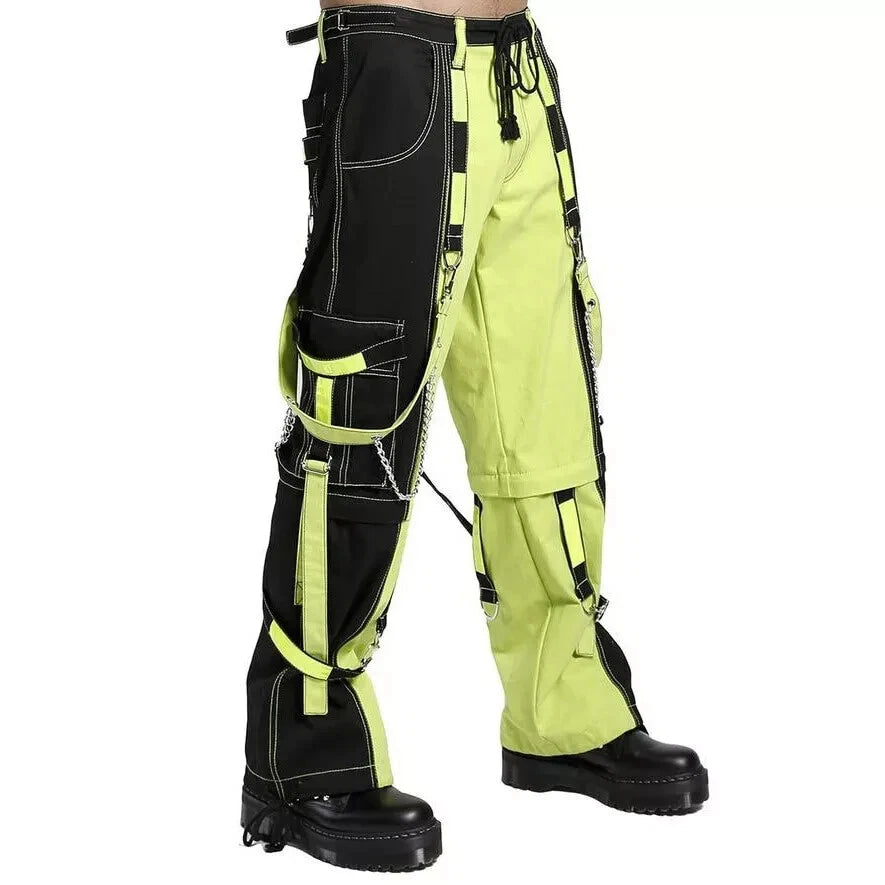 Prime Quality Men Extreme Bondage Limelight Lime Green Skater Gothic Punk Rocker Cyber Goth Steampunk Biker Pant