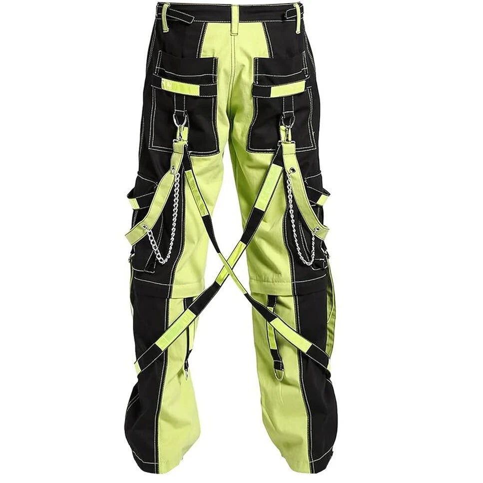 Prime Quality Men Extreme Bondage Limelight Lime Green Skater Gothic Punk Rocker Cyber Goth Steampunk Biker Pant