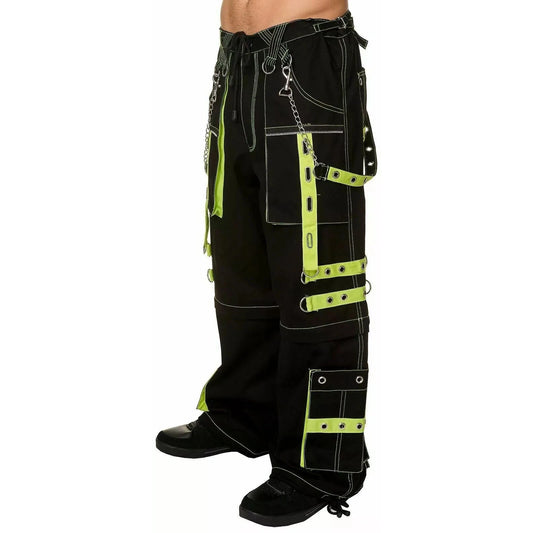 Gothic Men's Handmade Bondage 4 Pocket Trouser Punk Rock Black Yellow Gothic Yellow Stitch USA