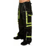 Gothic Men's Handmade Bondage 4 Pocket Trouser Punk Rock Black Yellow Gothic Yellow Stitch USA
