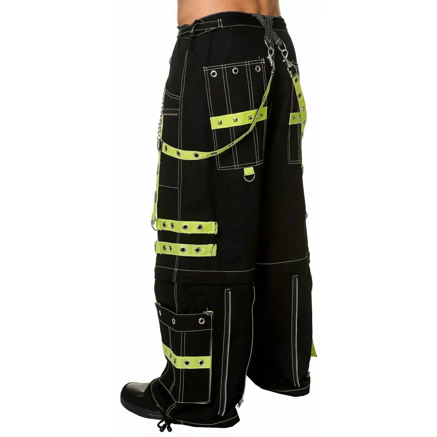 Gothic Men's Handmade Bondage 4 Pocket Trouser Punk Rock Black Yellow Gothic Yellow Stitch/USA