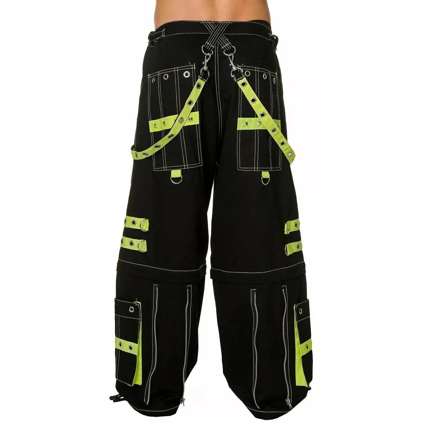 Gothic Men's Handmade Bondage 4 Pocket Trouser Punk Rock Black Yellow Gothic Yellow Stitch USA