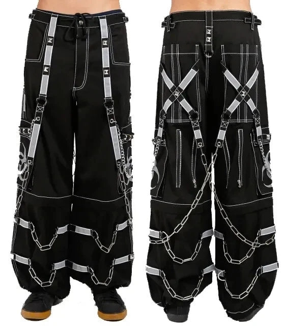 Prime Quality Men Gothic Bondage Reflective Men Street Walker Pant Alternative Punk Rock Emo Trouser Pant Shorts