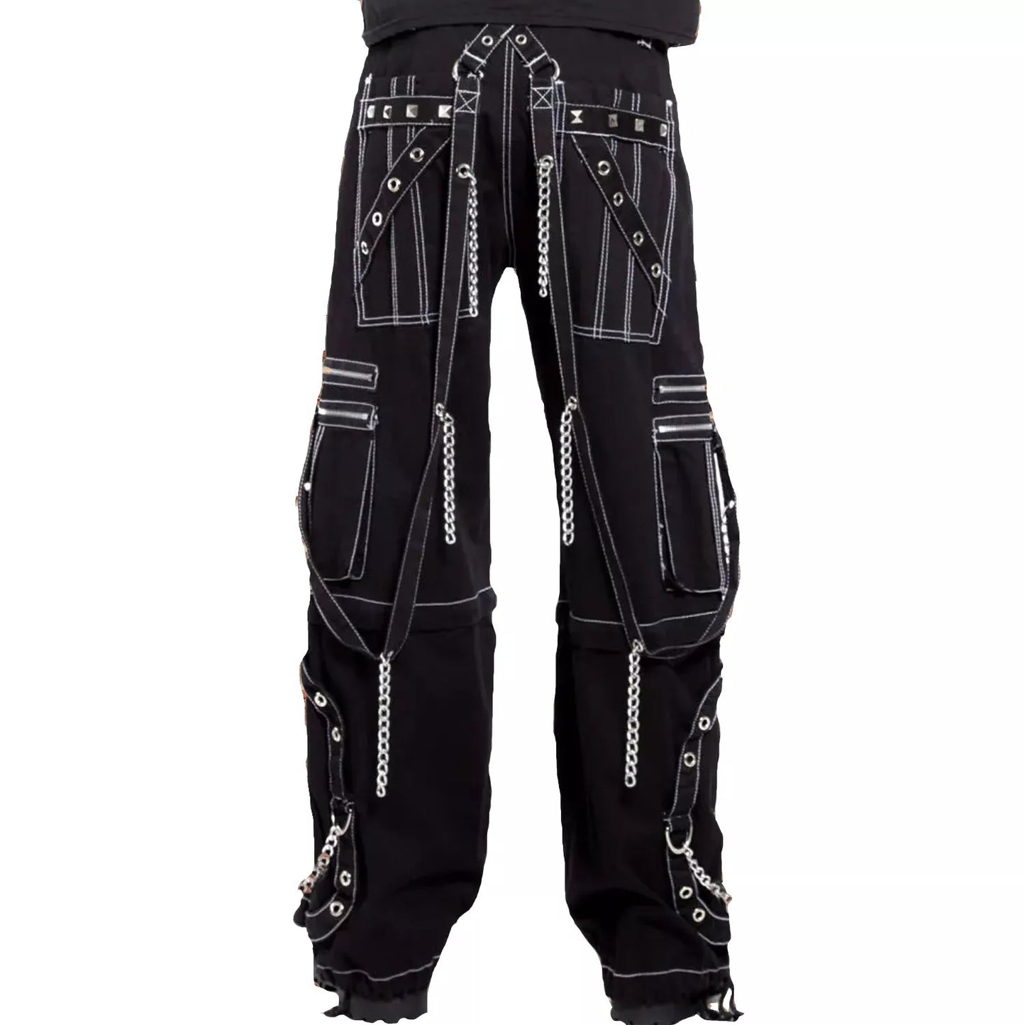 Prime Quality Gothic Men's Black Bondage Gothic Cyber Pant Chain Techno Rock Punk Shorts Trouser Pants/USA