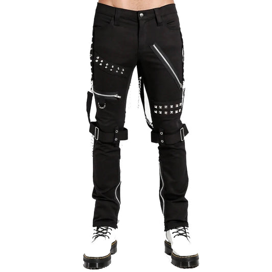Men Gothic Bondage Black Pant Rock Hard Trouser Heavy Weight Emo Pants