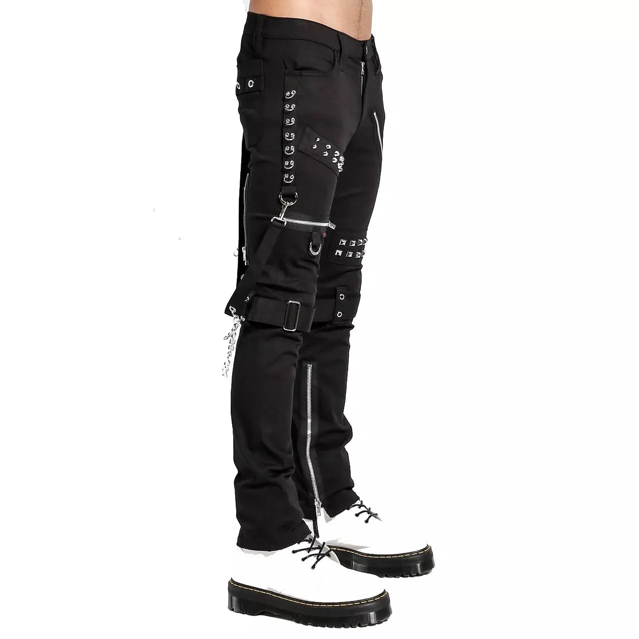 Men Gothic Bondage Black Pant Rock Hard Trouser Heavy Weight Emo Pants
