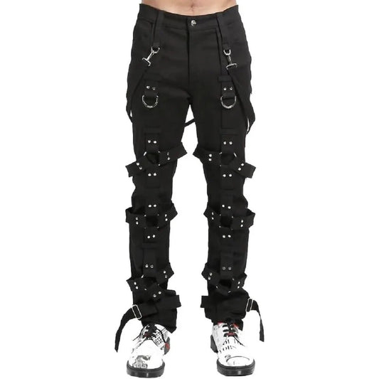 Prime Quality Men Gothic Bondage Pant Alternative Punk Rock Emo Harness Pants Black/USA
