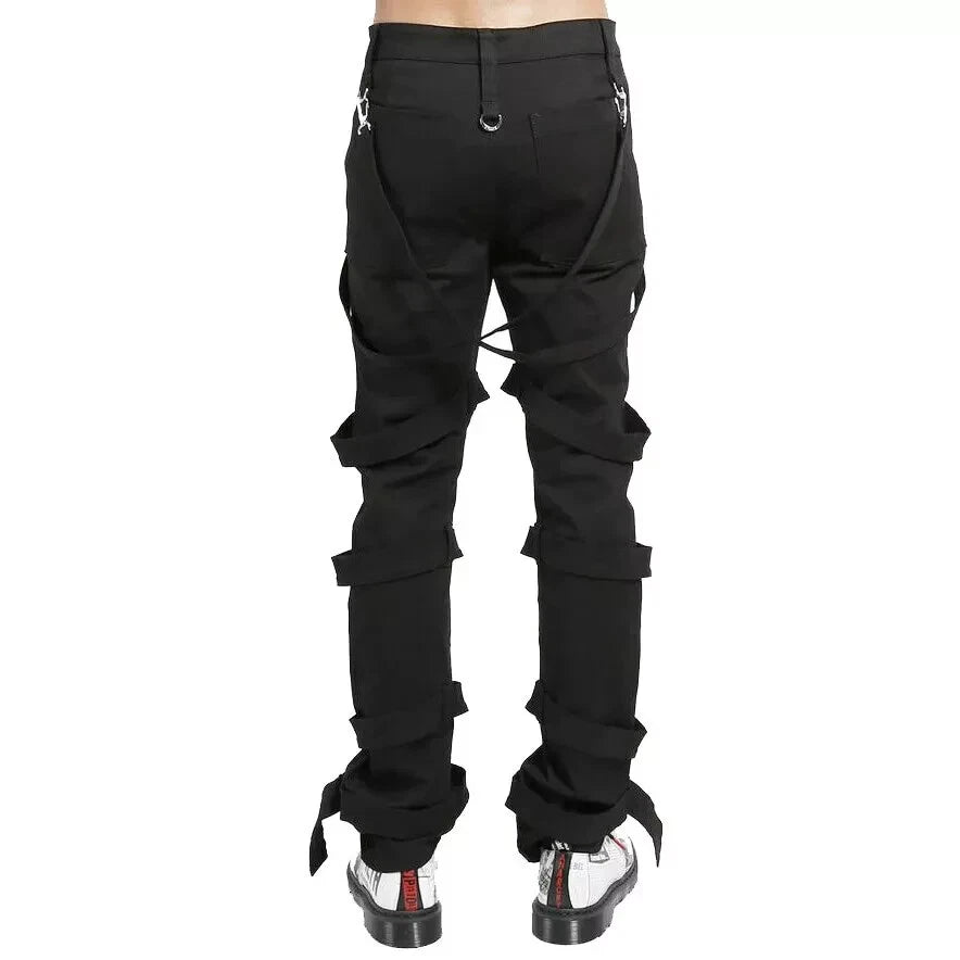 Prime Quality Men Gothic Bondage Pant Alternative Punk Rock Emo Harness Pants Black/USA
