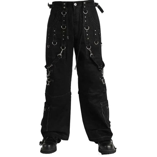 Men Handmade Gothic Bondage Trouser Grey Thread Cyber Pant Punk Shorts Metal Studs Pants/Gothic Pant