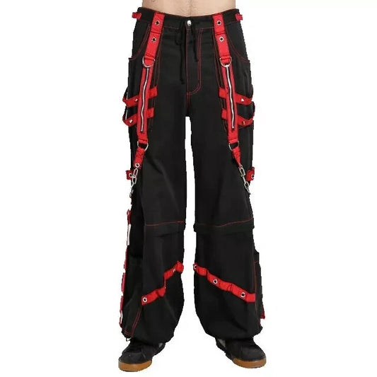 Men's Extreme Bondage Red Skater Gothic Punk Rocker Cyber Goth Steampunk Biker Pant