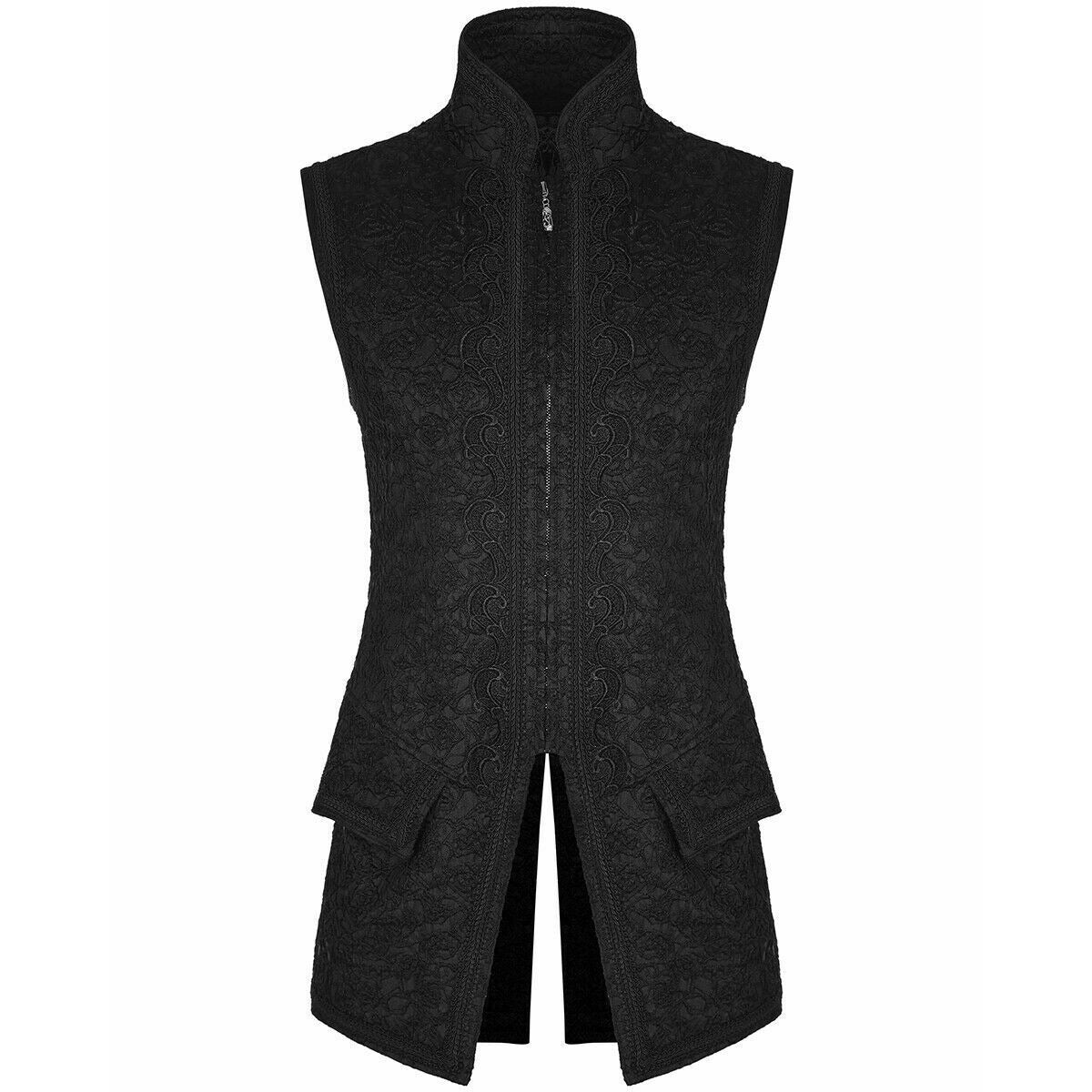 Men's Long Waistcoat Vest Black Gothic Steampunk Victorian Aristocrat