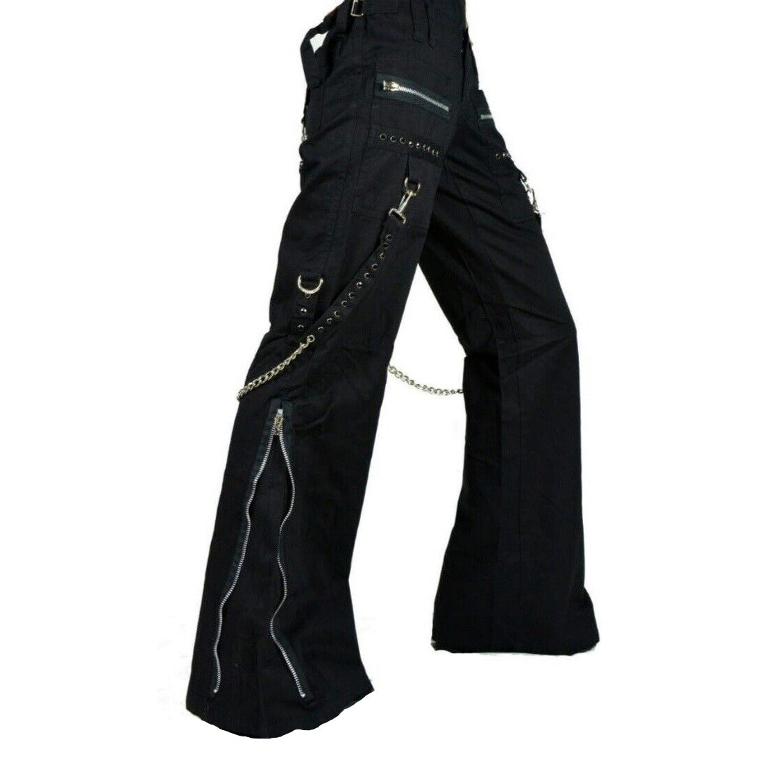 Women's Chains Black Rhinestones Gothic Punk Emo Pants Straps Baggy Pants