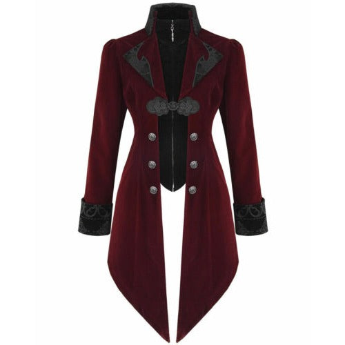 Men's Jacket Coat Red Maroon Velvet Gothic Steampunk Aristocrat