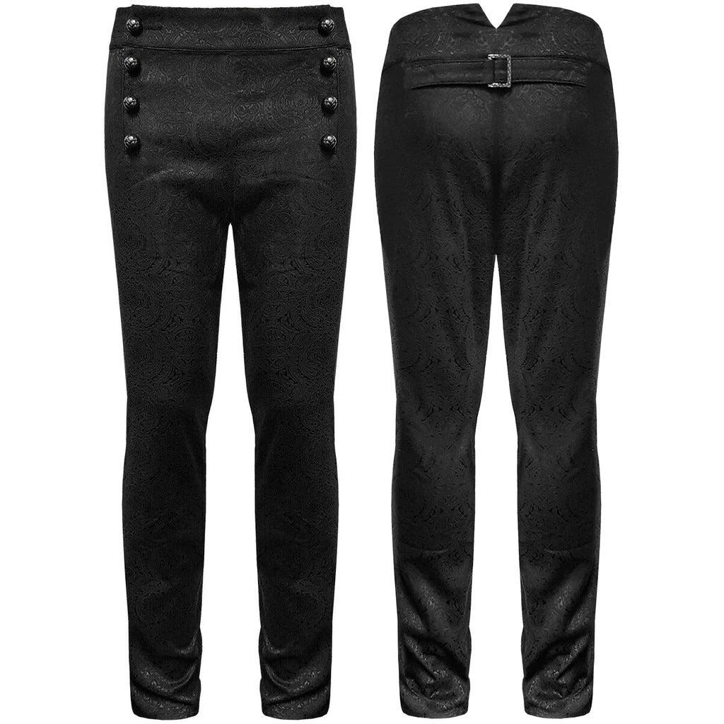 Prime Quality Men's Gothic Alastor Steampunk Black Brocade Dress Pants