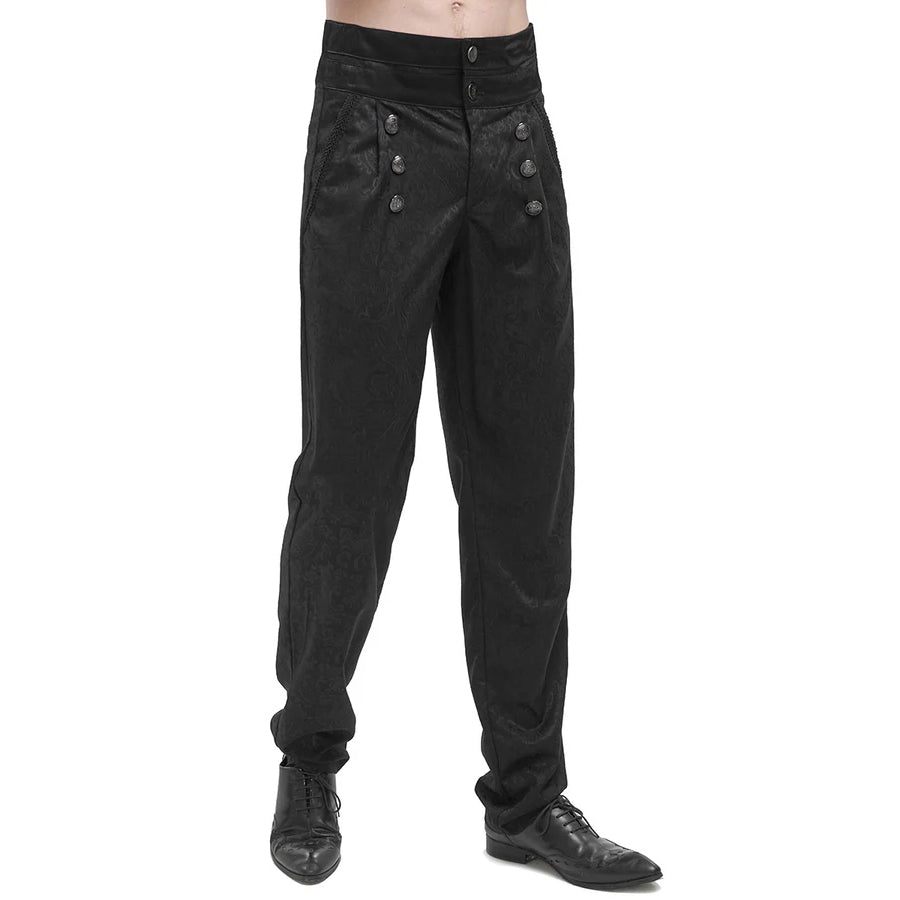 Devil Fashion Mens Gothic Aristocrat Jacquard High Waist Dress Pants