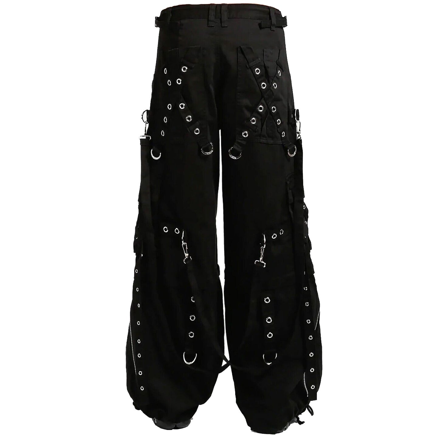 Gothic Men's Black Gothic X-Strap Zip Off Punk Rave Pants