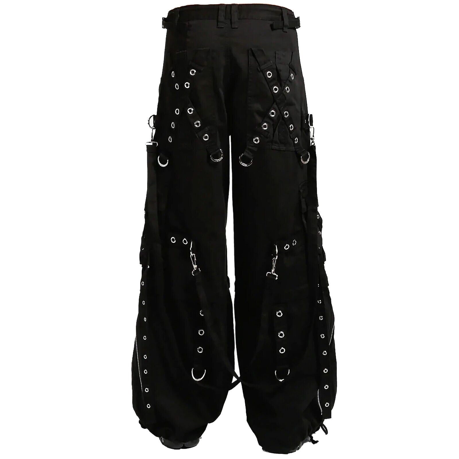 Gothic Men's Black Gothic X-Strap Zip Off Punk Rave Pants
