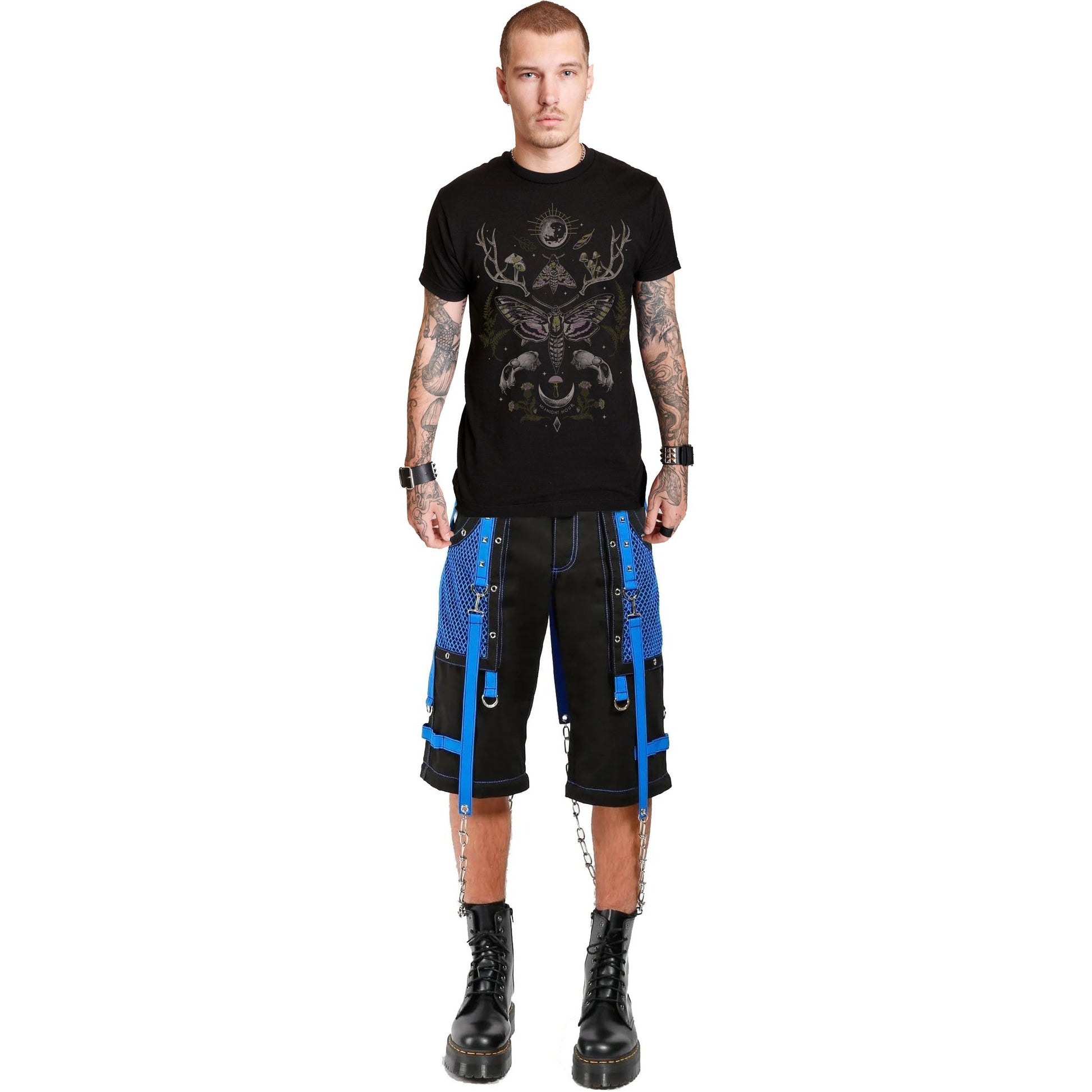 Gothic Handmade Gothic Bondage Mens Short Alternative Punk Rock Black Blue Emo Shorts