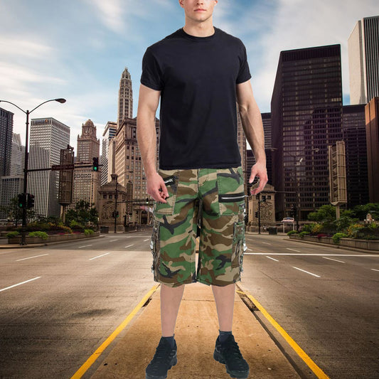 Gothic Mens Punk Short Green Camo