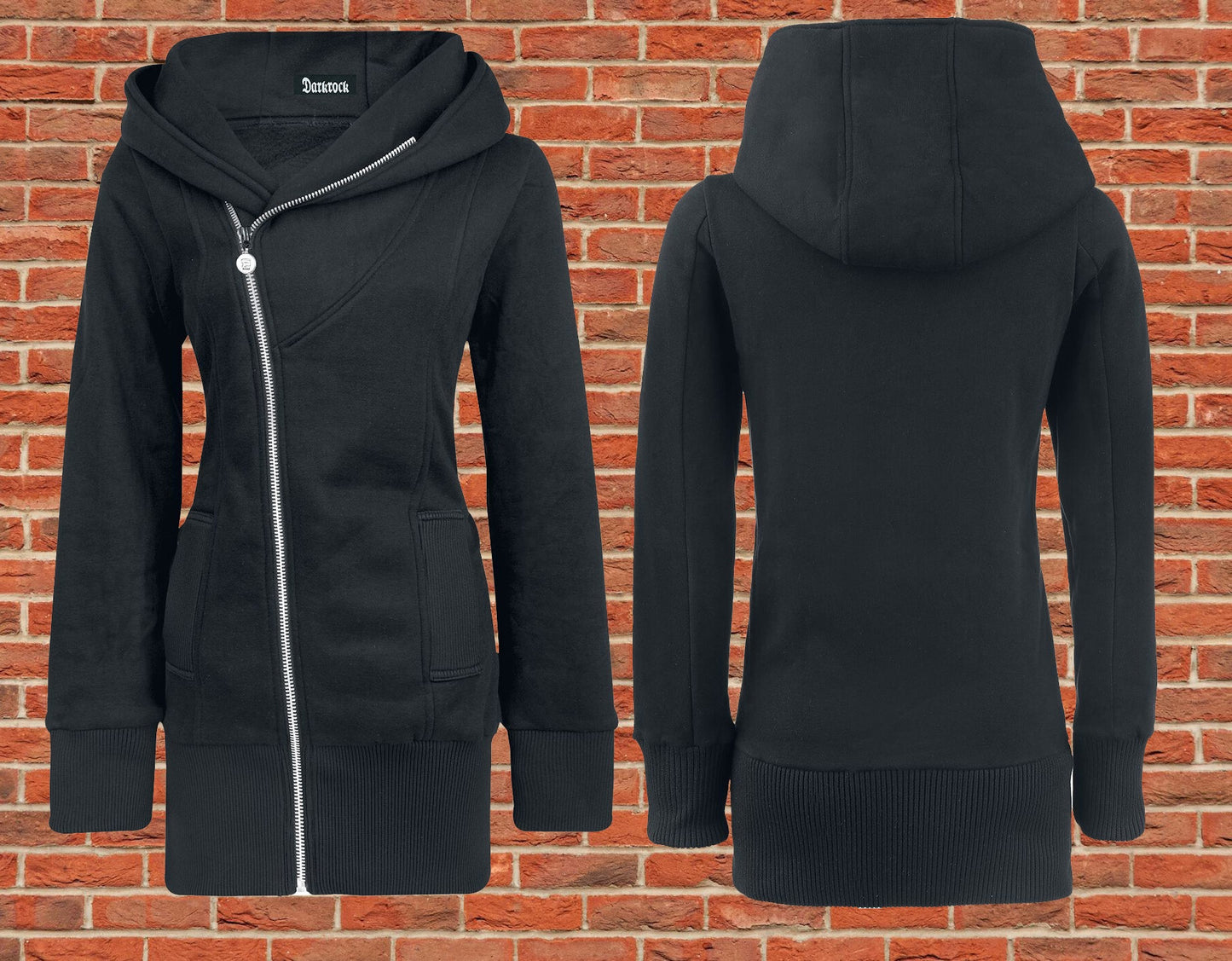 Gothic Zip Case Hooded zip black