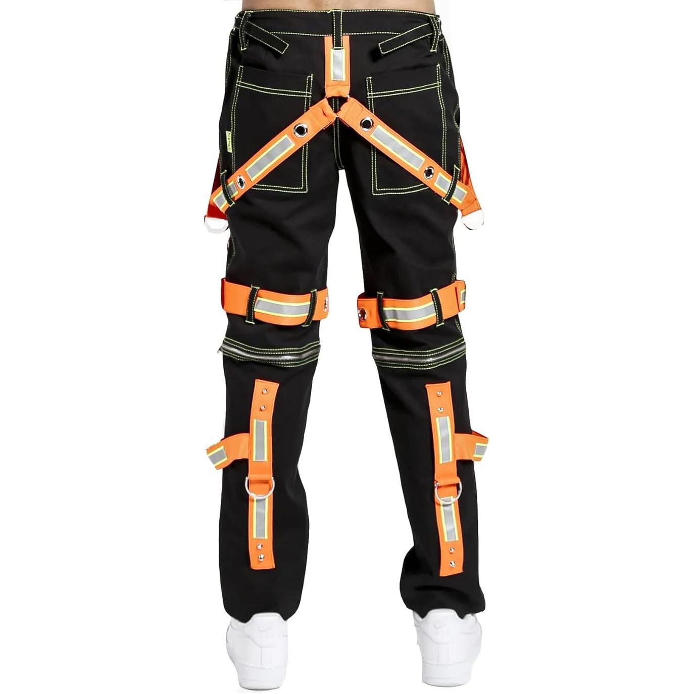 Men's Gothic Bondage Reflective Men Pant Alternative Punk Rock Emo Trouser Pant Shorts