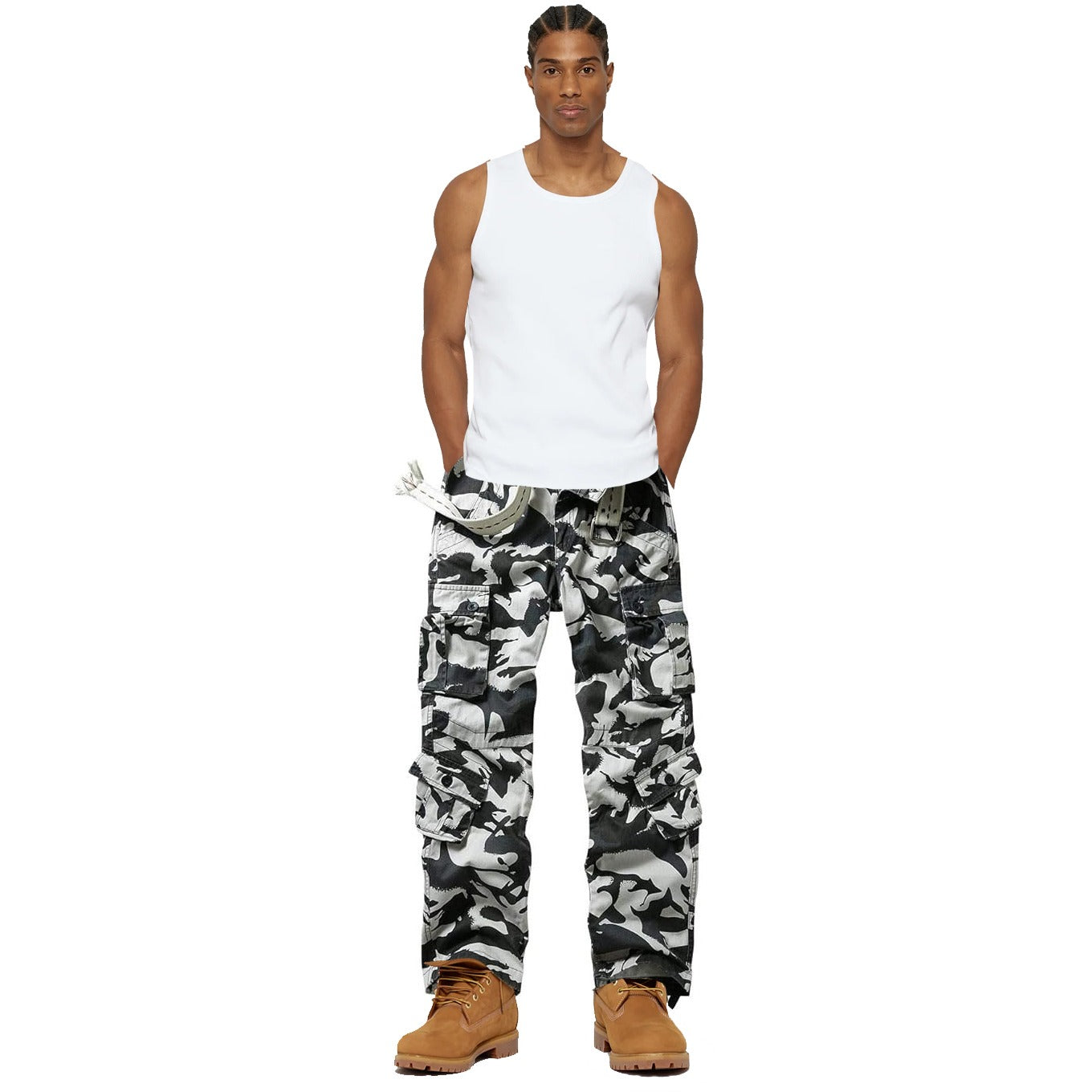 Men's Cotton Casual Military Army Camo Combat Work Cargo Pants with 8 Pockets