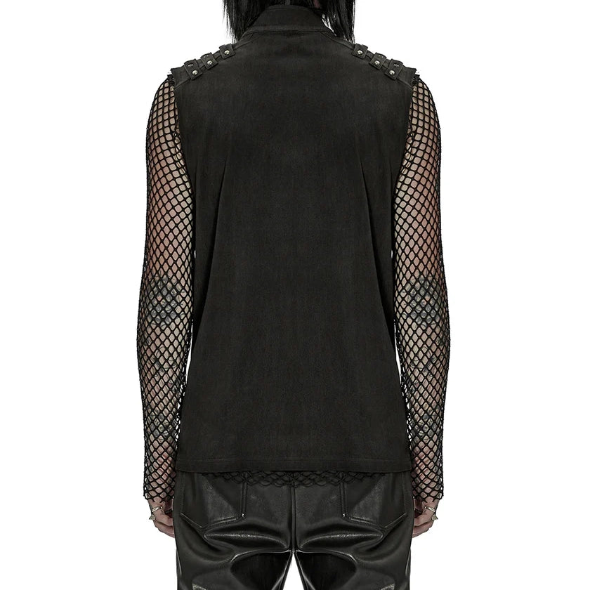 Gothic Mens Dark Gothic Zip Up Tank Top Vest