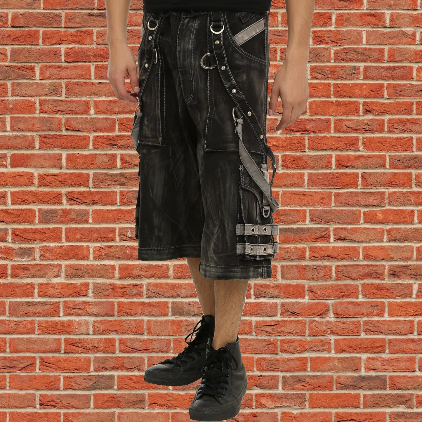 Gothic Black &Amp Grey Overdyed Zip Off Pants