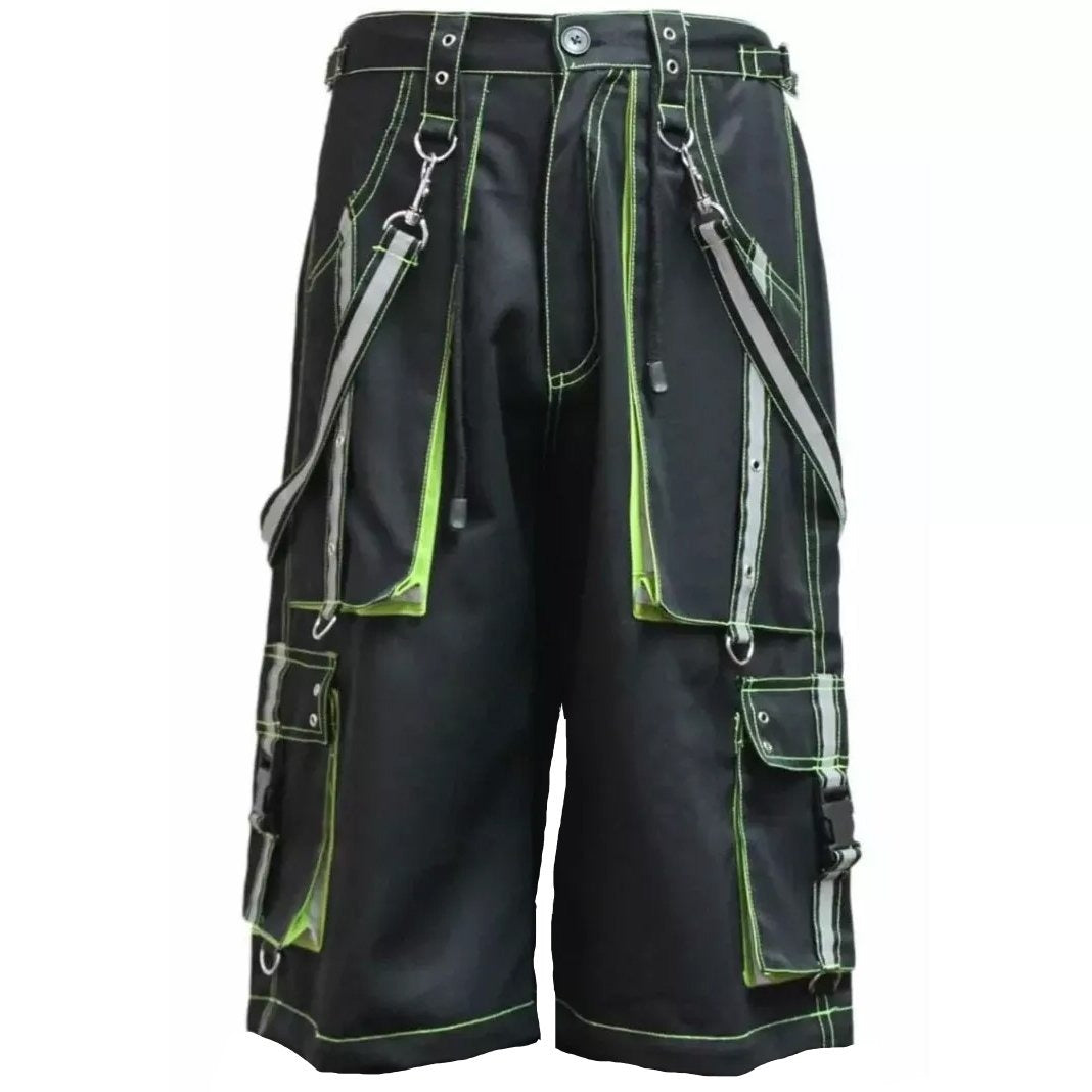 Men's Gothic handmade Bondage Reflective 6 pockets Punk Rock Shorts