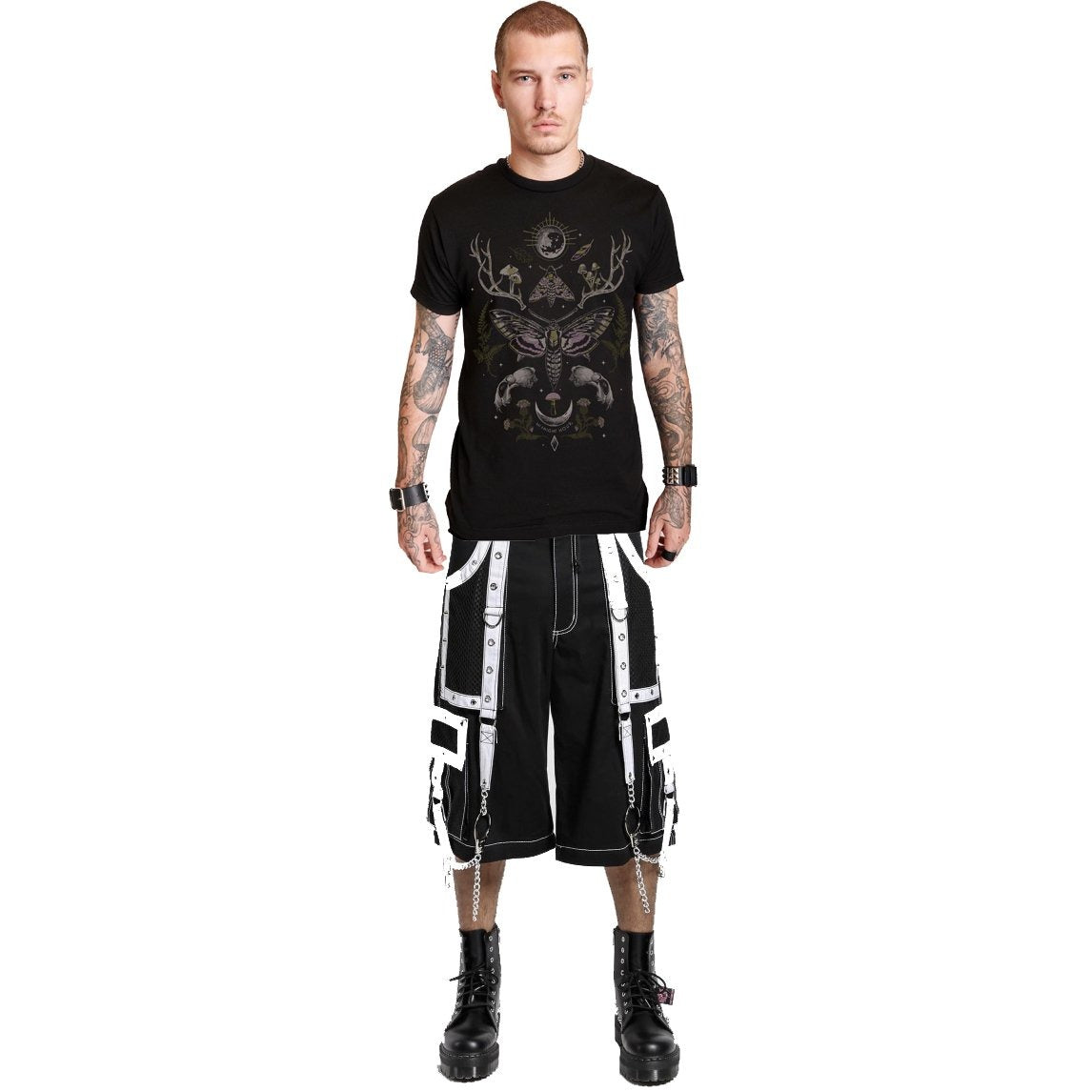 Gothic Mens Handmade Bondage Gothic Cyber Short Chain Techno Rock Punk Shorts