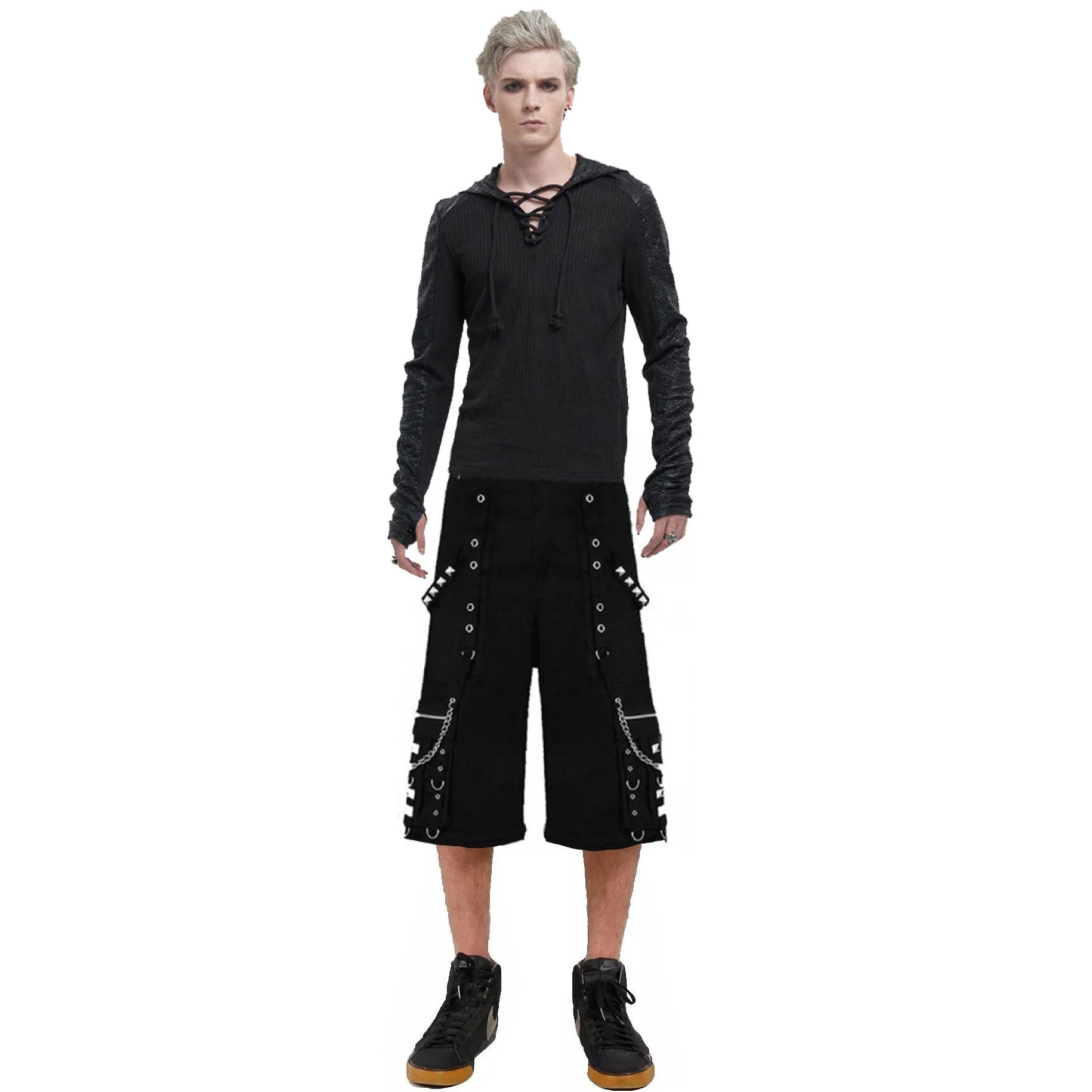 Gothic Bondage Mens Alternative Punk Attitude Cyber Rock Emo Shorts