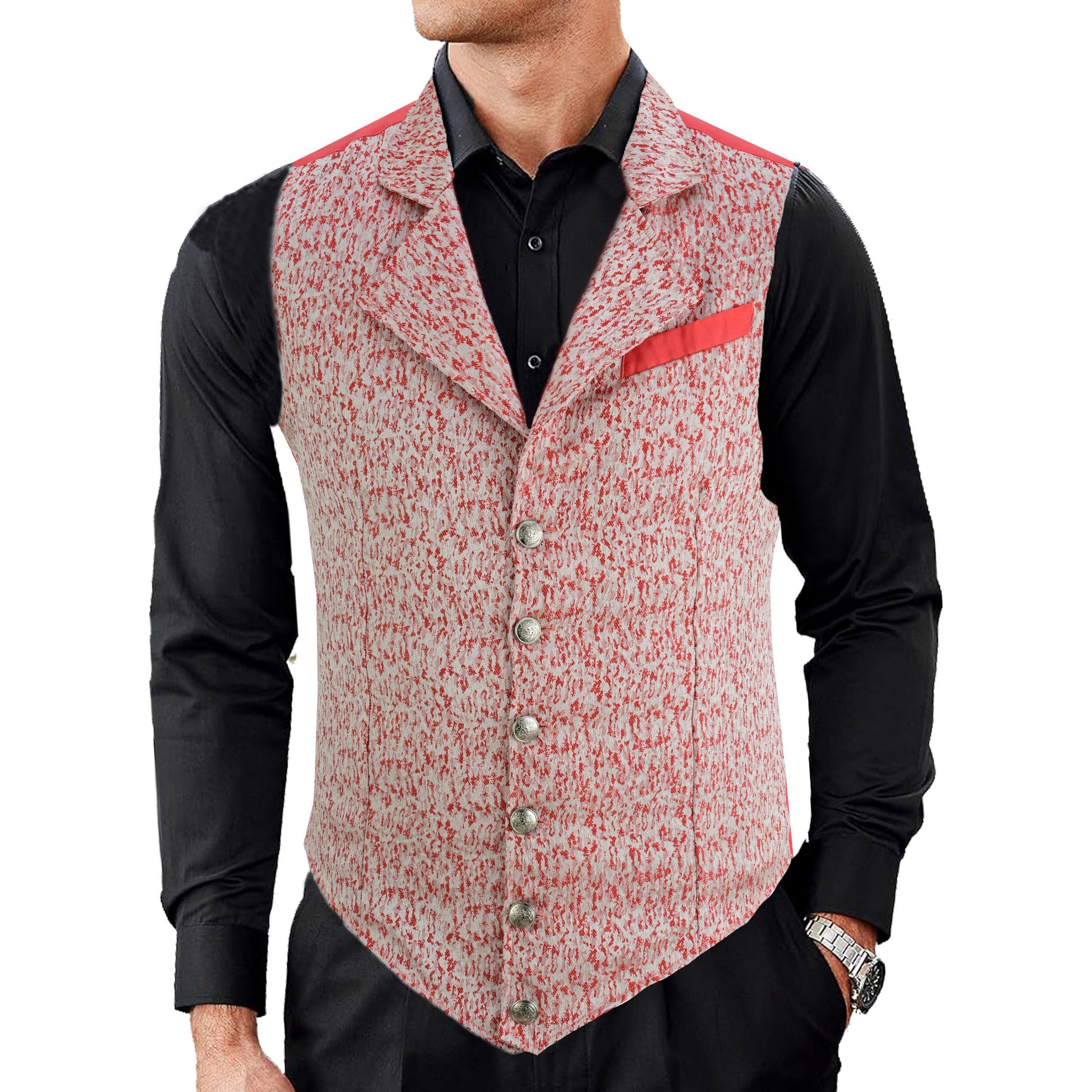 Handmade Orange Men's Victorian Suit Gentleman Vest Steampunk Gothic Waistcoat/Usa