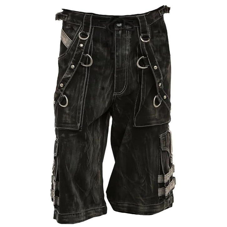 Gothic Black & Amp Grey Overdyed Zip Off Shorts