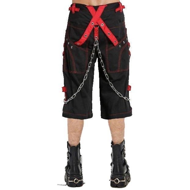 Mens Extreme Bondage Red Skater Gothic Punk Rocker Cyber Steampunk Biker Shorts