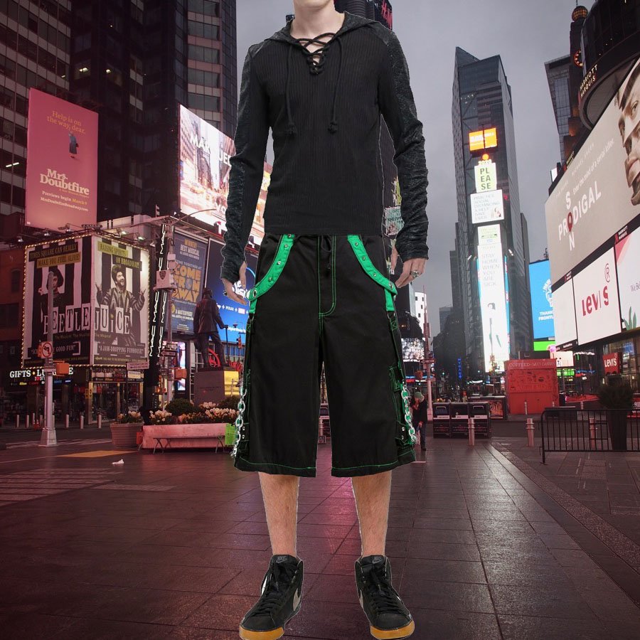 Gothic Men's Bondage Rave Biker Cyber Emo Skater Gothic Shorts