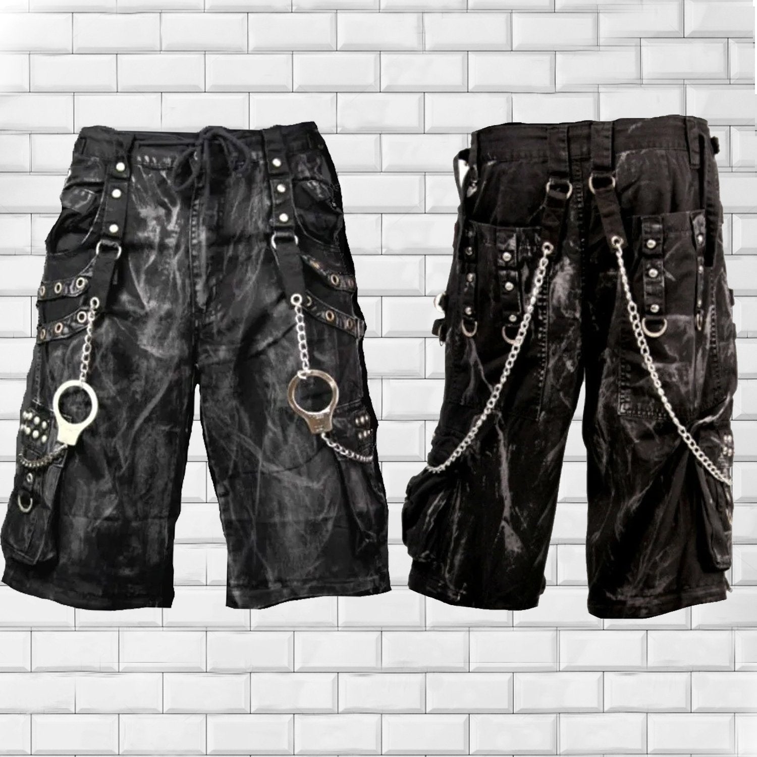 Gothic Jeans Apocalyptic Punk Emo Shorts Mechanic Acid Gothic Cyber Pants