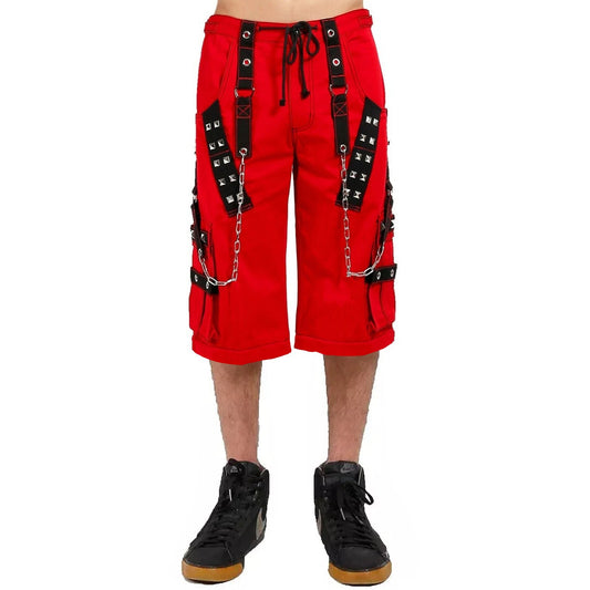 Gothic Bondage Handmade Mens Alternative Punk Rock Transformer Trouser Red Baggy Shorts