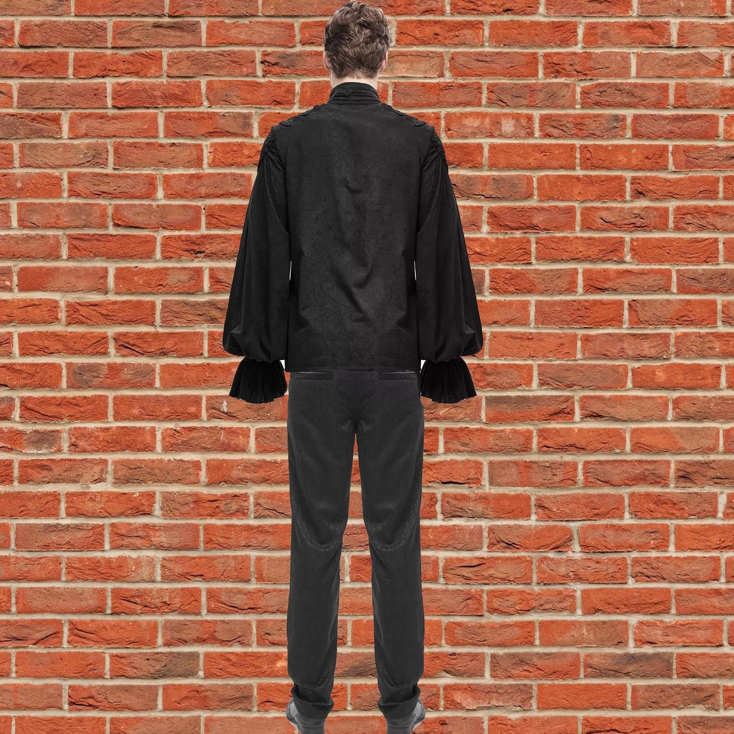 Devil Fashion Mens Gothic Aristocrat Jacquard High Waist Dress Pants