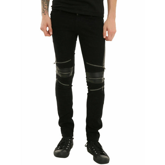 GOTHIC BONDAGE JEANS HEAVY WEIGHT ZIPPER PUNK ROCK GOTH TROUSER PANTS