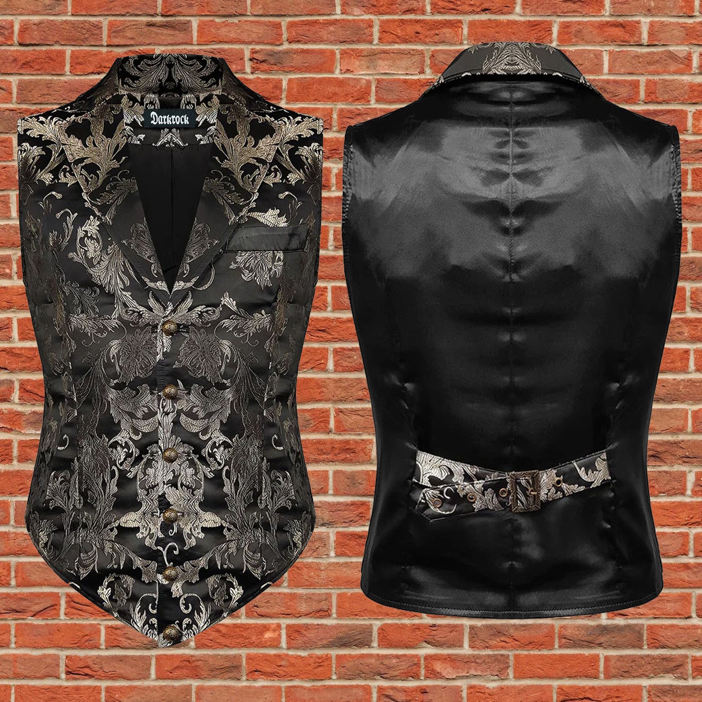 Gothic Devil Fashion Aristocrat Men's Waistcoat Vest Black & Amp Gold
