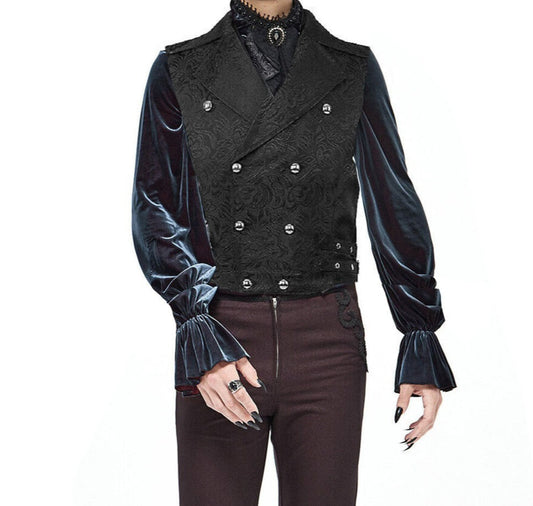 Mens Steampunk Vintage Tailcoat Jacket Gothic Victorian Frock Coat Uniform Coat