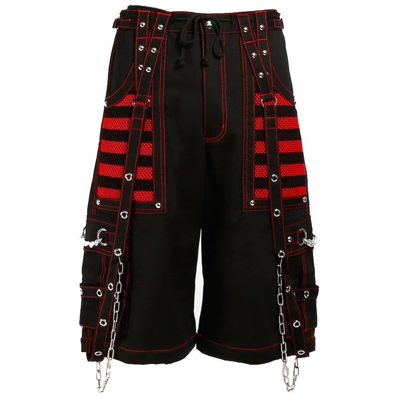 Gothic Extreme Bondage Skater Gothic Punk Rocker Cyber Steampunk Electro Shorts Red