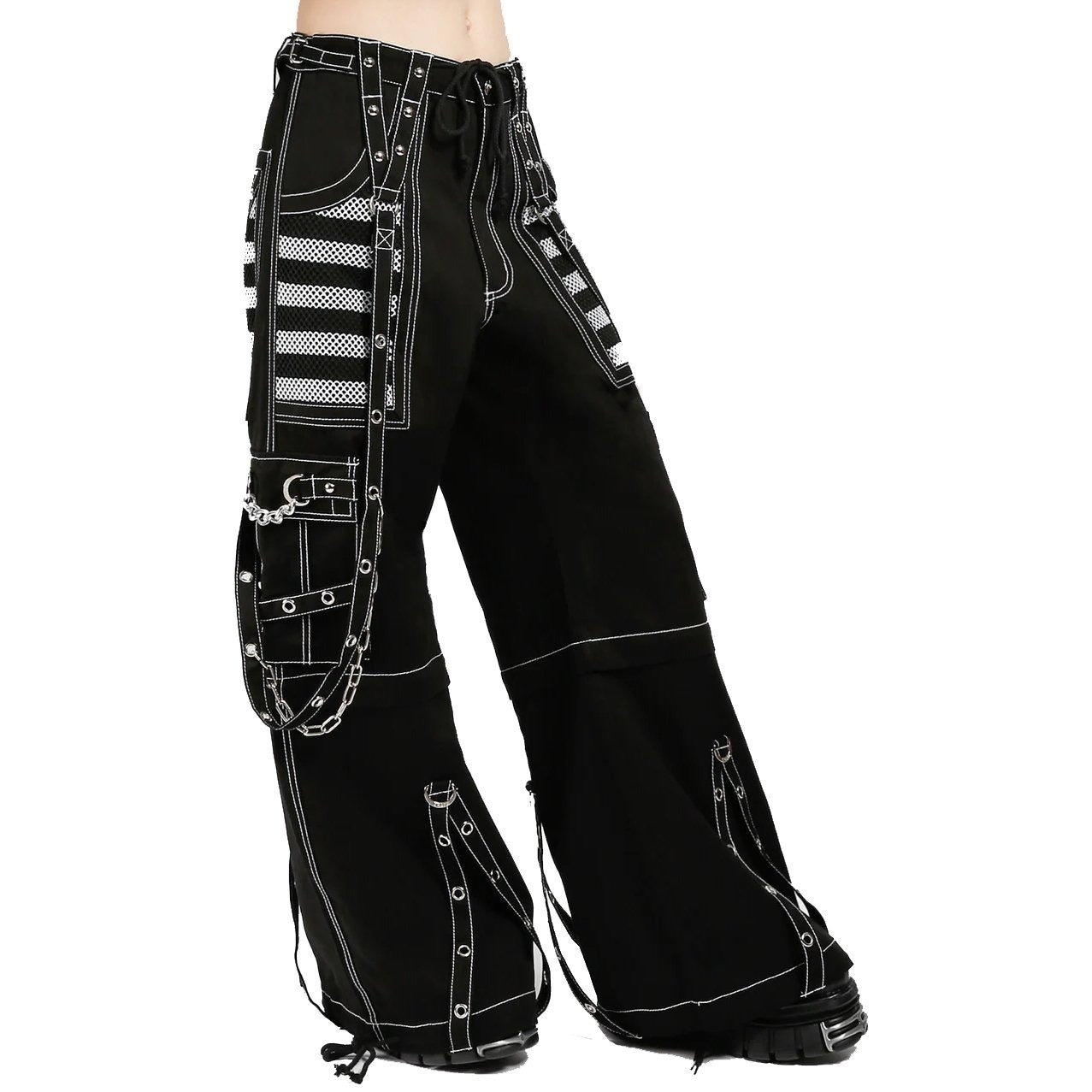 Gothic Womens Extreme Bondage Skater Electro Pant White