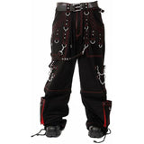 Men's Gothic Handmade Bondage Trouser Cyber Red Thread Shorts Metal Studs Trouser Pant/USA