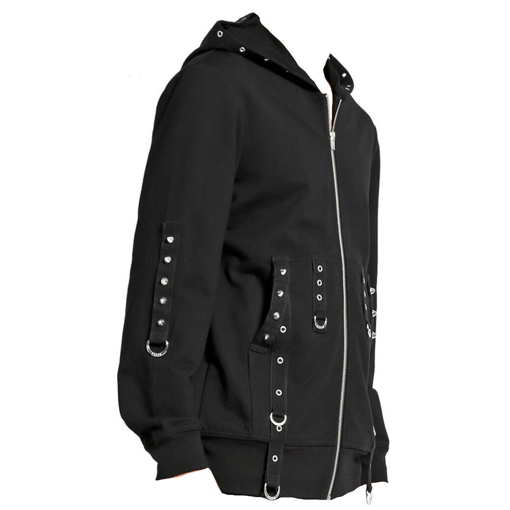 BLACK METAL GOTHIC PUNK STAGE SUPER STRAP HOODIE BLAZER JACKET