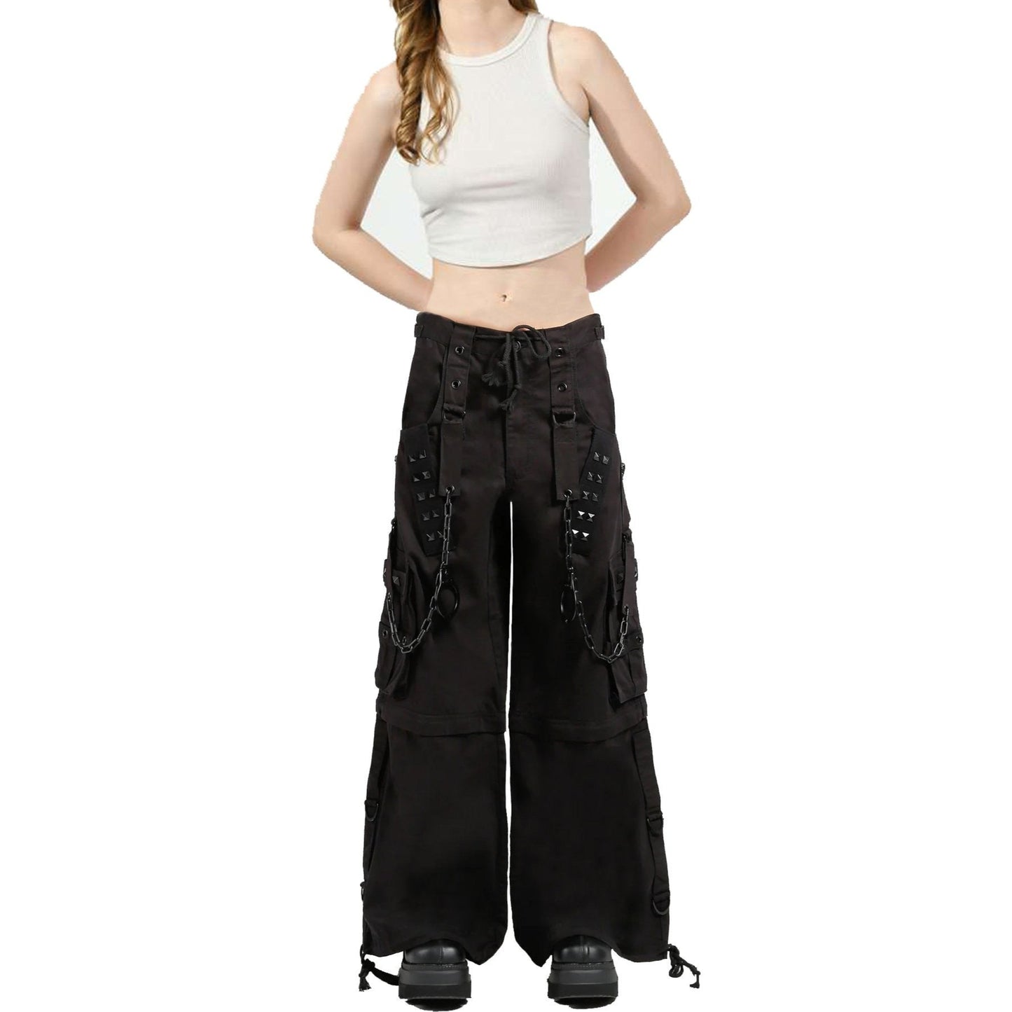 Women's Black Lock Up Prime Quality Handmade Gothic Bondage Pant Alternative Punk Rock Emo Trouser Shorts