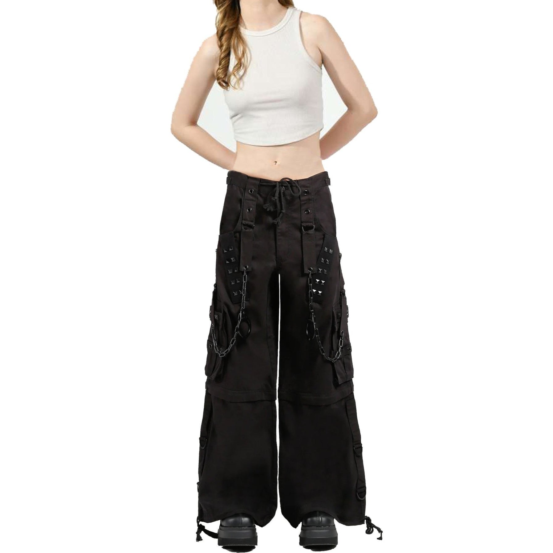 Women's Black Lock Up Prime Quality Handmade Gothic Bondage Pant Alternative Punk Rock Emo Trouser Shorts