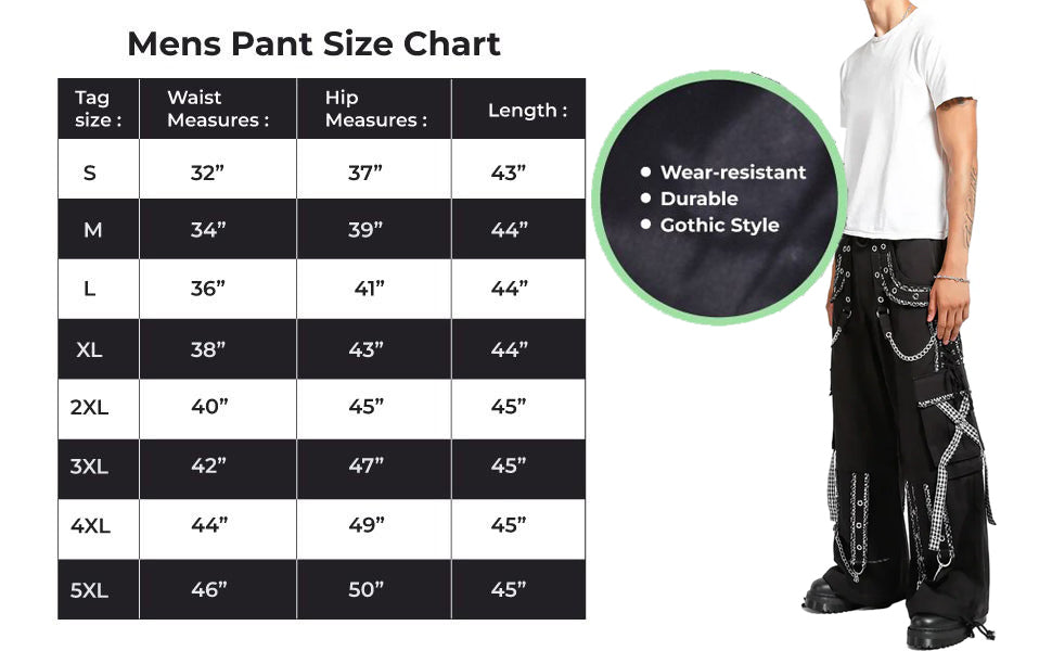 Gothic Men's Peep Dark Street Pant White